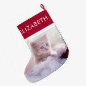 Foto van Cute Kerstmis Kitten Grote Kerstsok (Achterkant (Hangend))