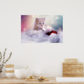 Foto van Cute Kerstmis Kitten Poster (Keuken)