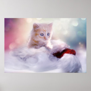 Foto van Cute Kerstmis Kitten Poster
