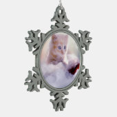 Foto van Cute Kerstmis Kitten Tin Sneeuwvlok Ornament (Links)