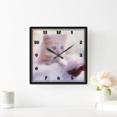 Foto van Cute Kerstmis Kitten Vierkante Klok (Huis)