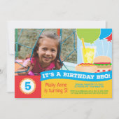 Foto van Cute Kind BBQ Birthday Party Kaart (Voorkant)