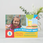 Foto van Cute Kind BBQ Birthday Party Kaart (Staand voorkant)