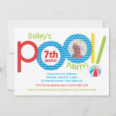 Foto van Cute Kinder Pool Party Birthday Kaart (Voorkant)