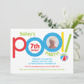 Foto van Cute Kinder Pool Party Birthday Kaart (Staand voorkant)