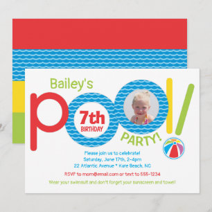 Foto van Cute Kinder Pool Party Birthday Kaart