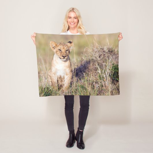 Foto van Cute lion cub in Afrika Fleece Deken (In situ)