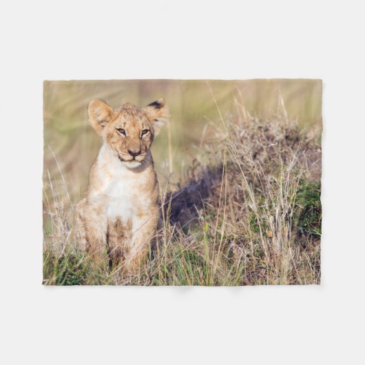 Foto van Cute lion cub in Afrika Fleece Deken (Voorkant (Horizontaal))