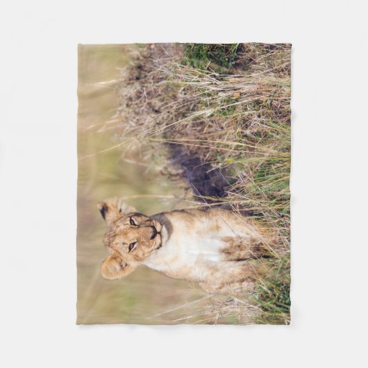 Foto van Cute lion cub in Afrika Fleece Deken (Voorkant)
