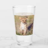 Foto van Cute lion cub in Afrika Glas (Achterkant)