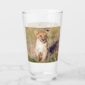 Foto van Cute lion cub in Afrika Glas (Voorkant)