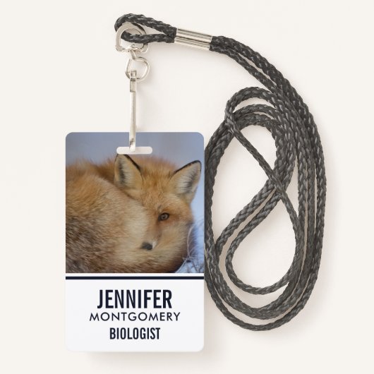 Foto van Cute Little Fox gekrompen in Winter Badge (Voorkant met draagriem)