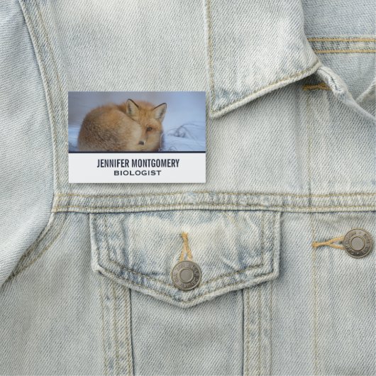 Foto van Cute Little Fox gekrompen in Winter Naamplaatje (In situ)