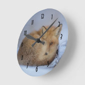 Foto van Cute Little Fox gekrompen in Winter Ronde Klok (Hoek)