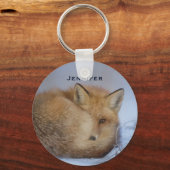 Foto van Cute Little Fox gekrompen in Winter Sleutelhanger (Voorkant)