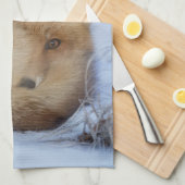 Foto van Cute Little Fox gekrompen in Winter Theedoek (Quarter Fold)
