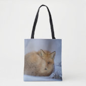 Foto van Cute Little Fox gekrompen in Winter Tote Bag (Voorkant)