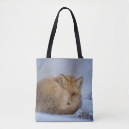 Foto van Cute Little Fox gekrompen in Winter Tote Bag