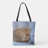 Foto van Cute Little Fox gekrompen in Winter Tote Bag (Achterkant)