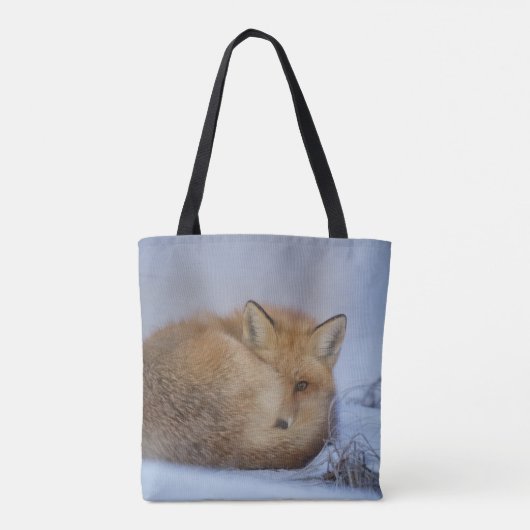 Foto van Cute Little Fox gekrompen in Winter Tote Bag (Achterkant)