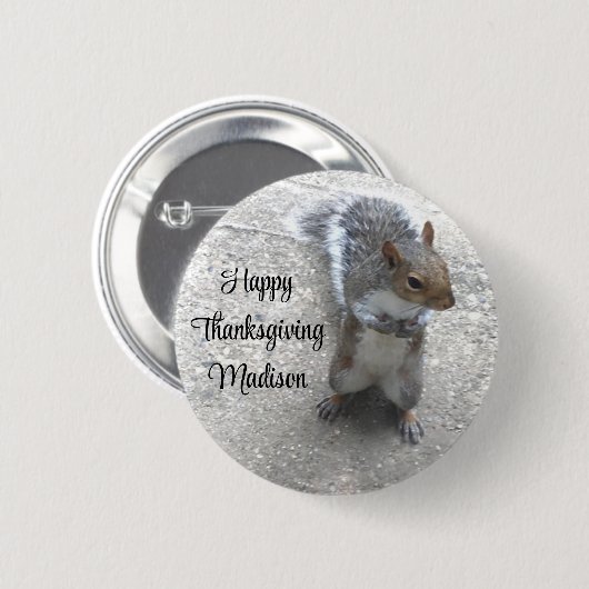 Foto van Cute Little Squirrel met Fluffy Tail Ronde Button 5,7 Cm (Voorkant /achterkant)