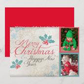 Foto van Cute Merry Kersttwein baby's Feestdagenkaart (Voorkant / Achterkant)