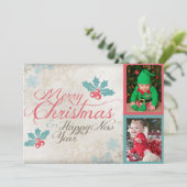 Foto van Cute Merry Kersttwein baby's Feestdagenkaart (Staand voorkant)