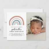Foto van Cute Pastel Rainbow Girl's eerste verjaar Kaart (Voorkant)