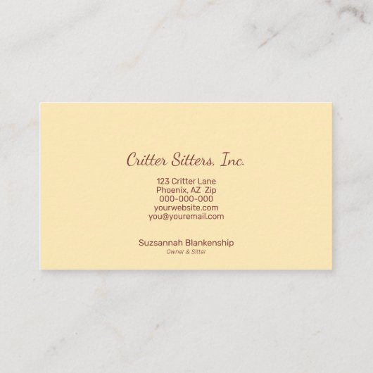 Foto van Cute Pet Sitter Guinea Pig Visitekaartje (Achterkant)