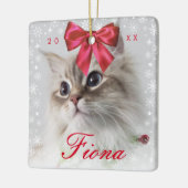 Foto van Cute Pet | Snowflake Lijst en lintbow Keramisch Ornament (Links)