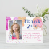 Foto van Cute Pink Bubbles Girale Bedankkaart (Staand voorkant)