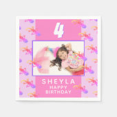 Foto van Cute Pink Gecko Lizard Kind Birthday Part Servet (Voorkant)