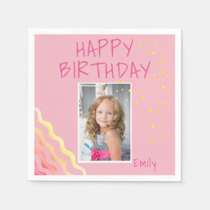 Foto van Cute Pink Girly Birthday Servet