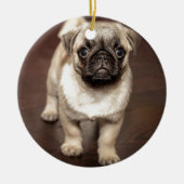 Foto van Cute Pug Keramisch Ornament (Voorkant)