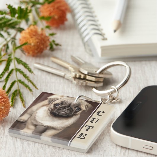 Foto van Cute Pug Sleutelhanger (Voorkant Rechts)