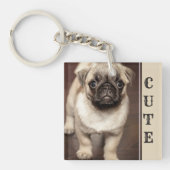 Foto van Cute Pug Sleutelhanger (Voorkant)