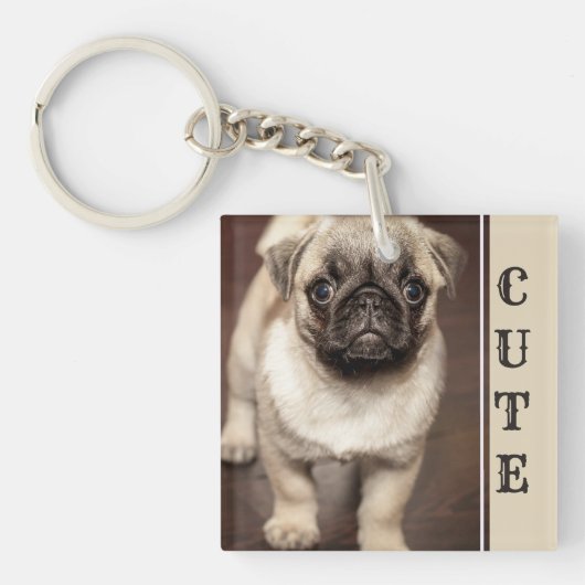 Foto van Cute Pug Sleutelhanger (Voorkant)