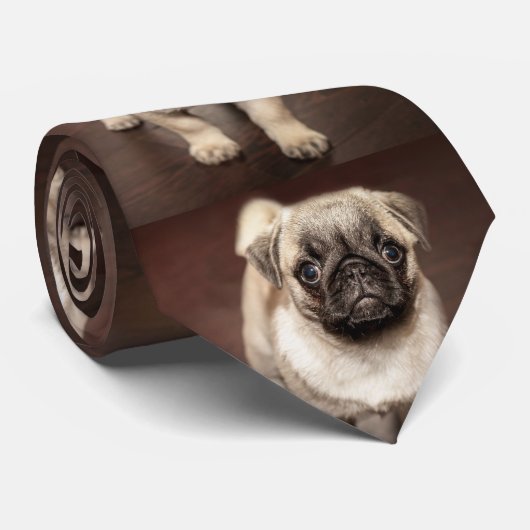 Foto van Cute Pug Stropdas (Opgerold)