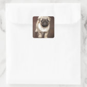 Foto van Cute Pug Vierkante Sticker (Tas)