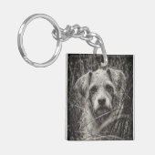 Foto van Cute Puppy Black en Whie Portret Sleutelhanger (Voorkant Links)