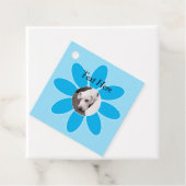 Foto van Cute Puppy Dog in Blue Flower Lijst Bedankjes Labels (In situ)