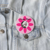 Foto van Cute Puppy Dog in Roze Mum Lijst Button (In situ)