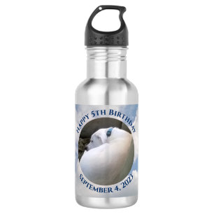 Foto van Cute Puppy Dog Sleeping Blue 5th Birthday Waterfles