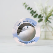 Foto van Cute Puppy Dog Sleeping Blue Birthday Kaart (Staand voorkant)