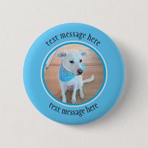 Foto van Cute Puppy Dog Wearing Baby Blue Scarf Ronde Button 5,7 Cm