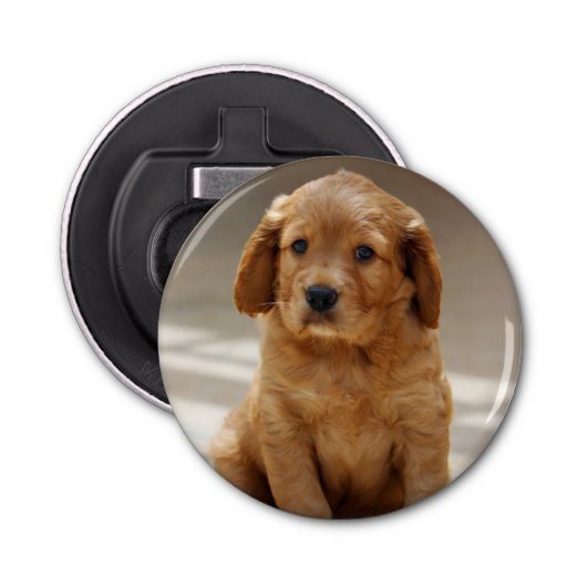 Foto van Cute Puppy Portret Button Flesopener (Voorkant)