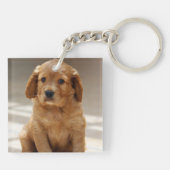 Foto van Cute Puppy Portret Sleutelhanger (Achterkant)