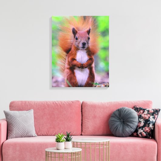 Foto van Cute Red Squirrel Canvas Afdruk (Insitu (Woonkamer))