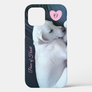 Foto van Cute Sleeping Dog met Heart Monogram Case-Mate iPhone Case