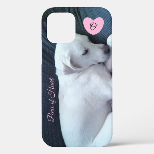 Foto van Cute Sleeping Dog met Heart Monogram Case-Mate iPhone Case (Achterkant)